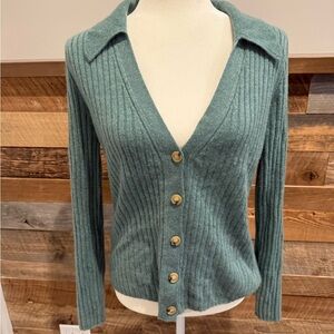 Veronica Beard Teal Button-Up Cardigan